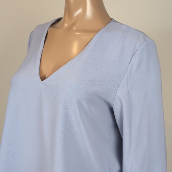 Topshop Periwinkle Slit Bell Sleeve Top VNeck Boxy Tunic Blouse Womens Size 8 - Picture 6 of 12
